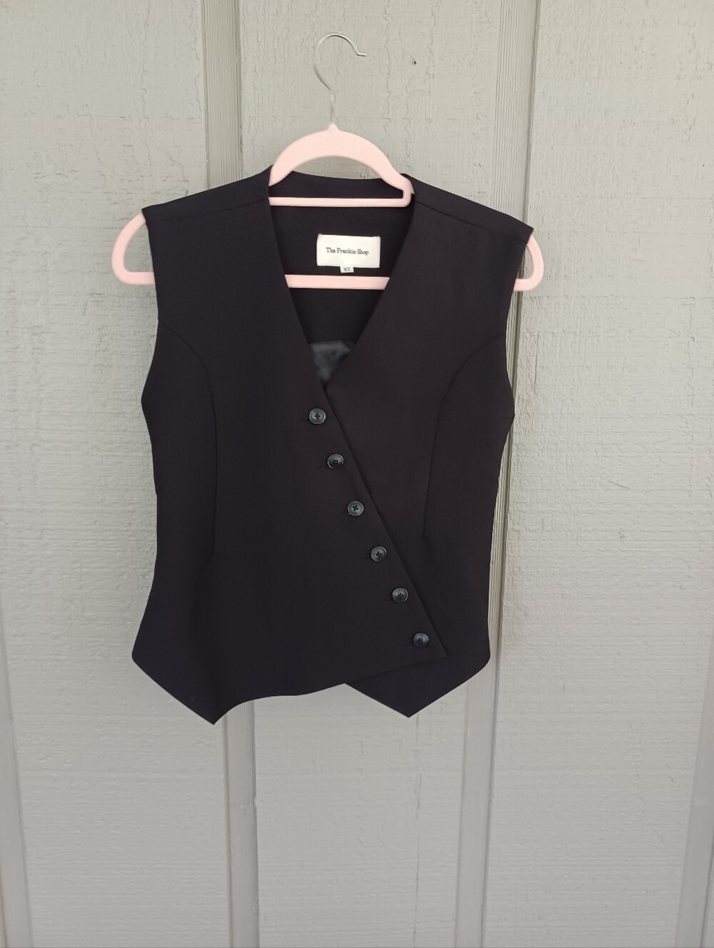 The Frankie Shop Asymmetric Vest Size XS Women Button In Black Quiet Luxury